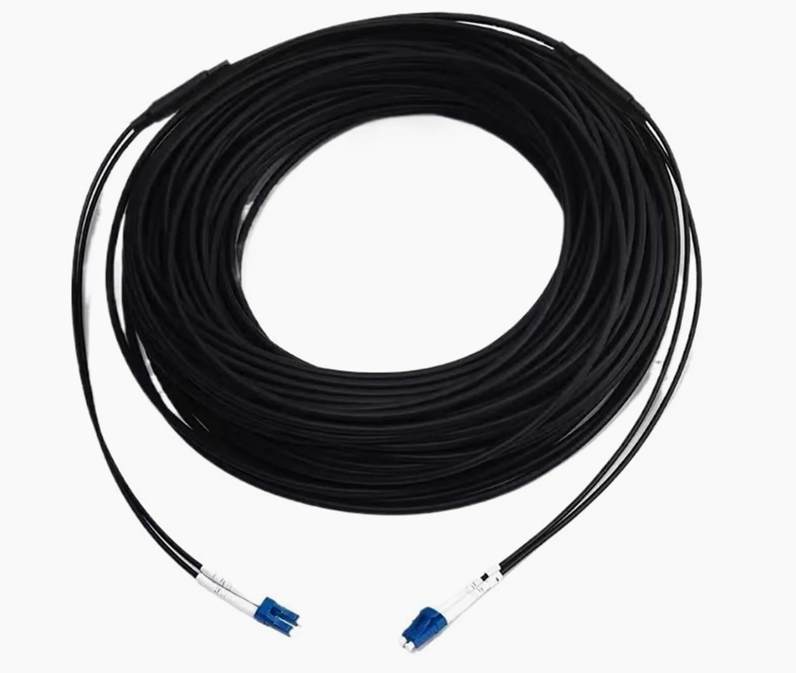 Câble patch à fibre optique blindé à 2 conducteurs de 50 m pour l'intérieur et l'extérieur (LcA-lcA, 2C gris OM1)