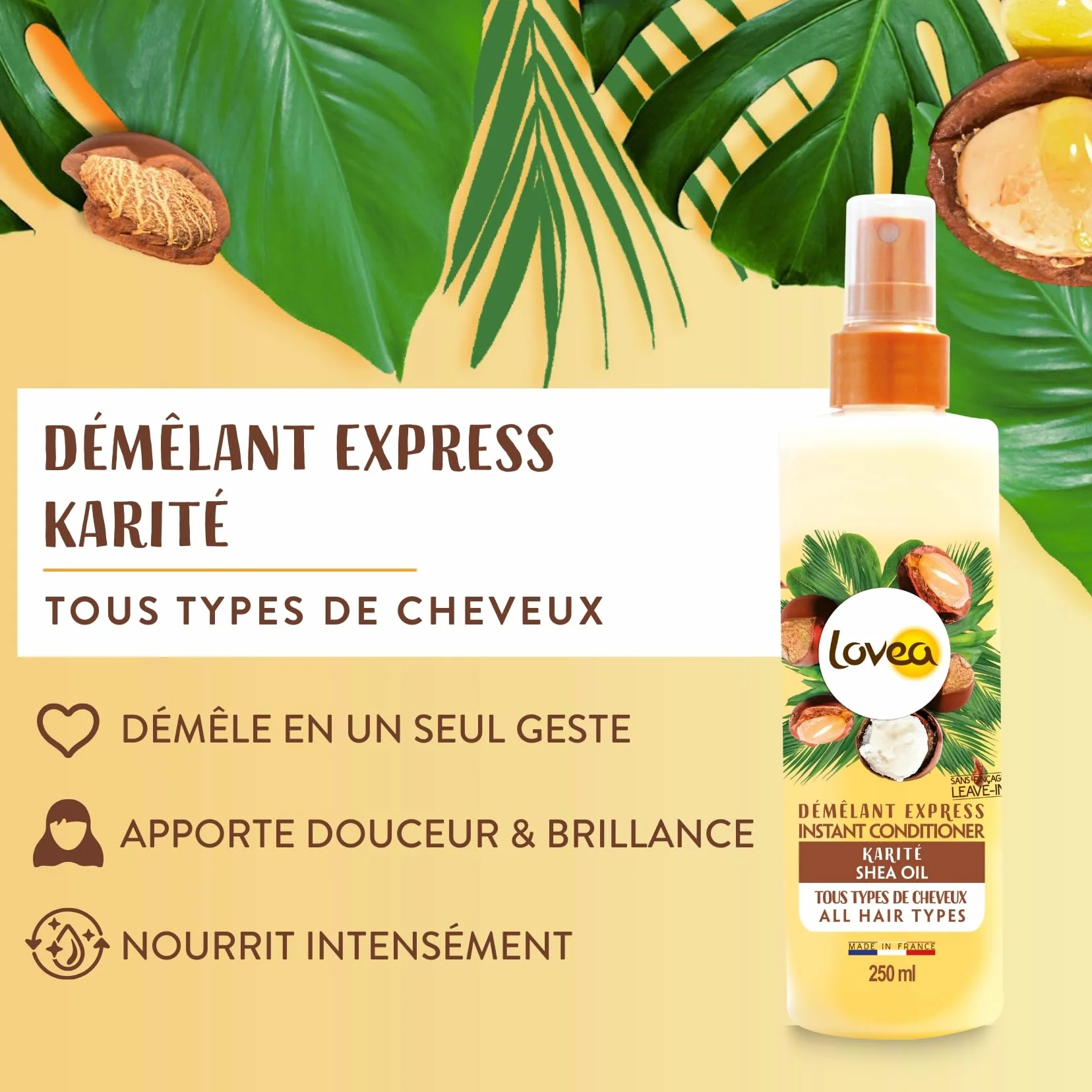 LOVEA Démêlant Express au Karité 250 ml Fabriqué en France