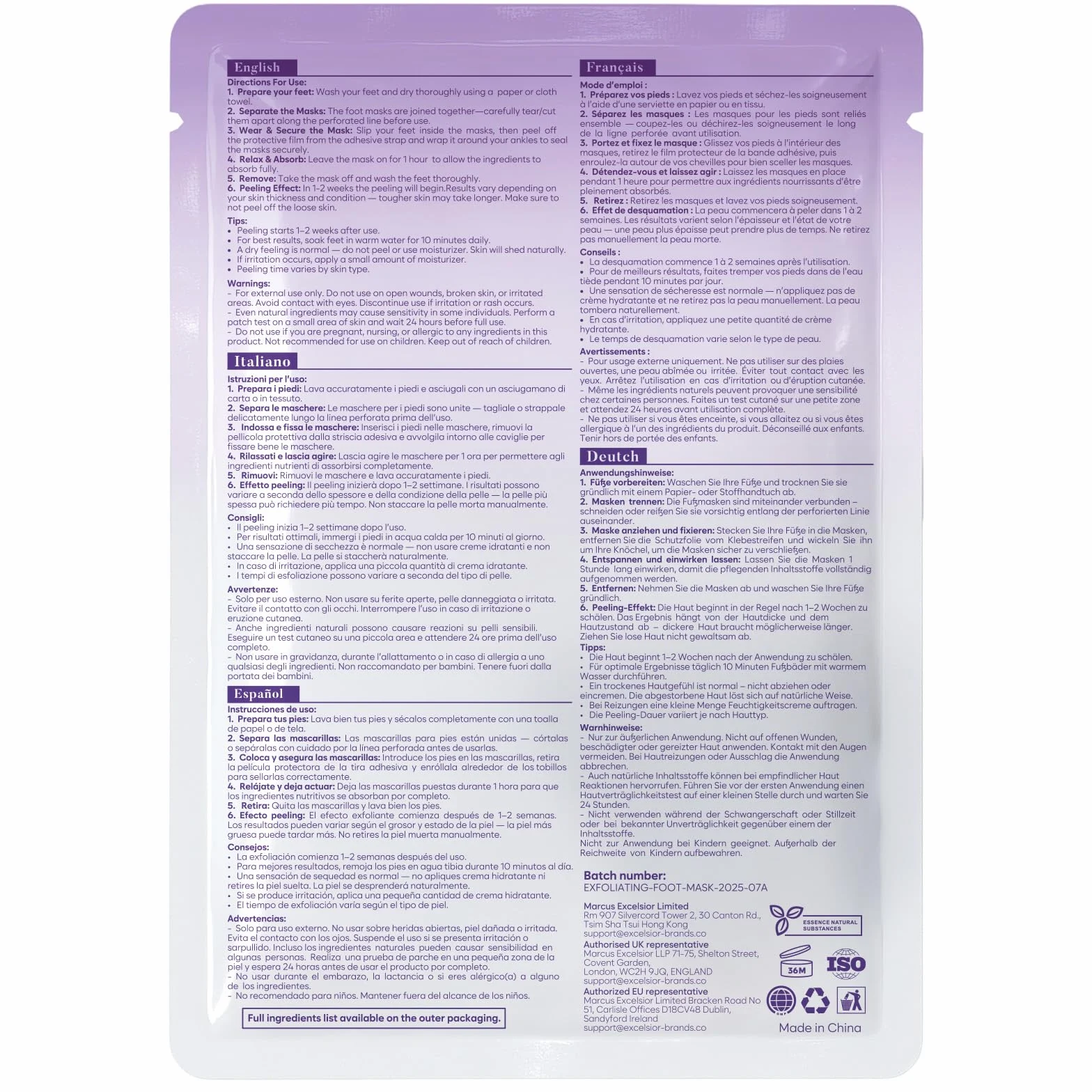 Masque Pied Exfoliant 6 Paires – Peeling Pied Hydratant au Beurre de Karité & Lavande, Chaussettes Exfoliantes