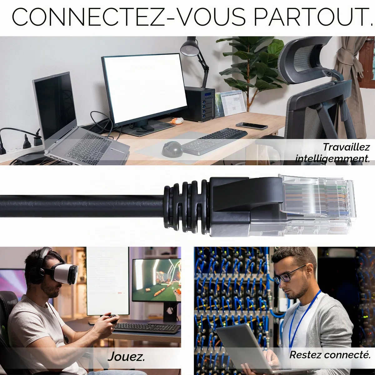 Mr. Tronic Exterieur Impermeable Câble Ethernet 100m, Reseau LAN Cat 6 Haut Debit pour Une Internet Rapide | Câble Ethernet AWG24, Cat6 RJ45 UTP CCA 1 Gbps (100 Mètres, Noir)