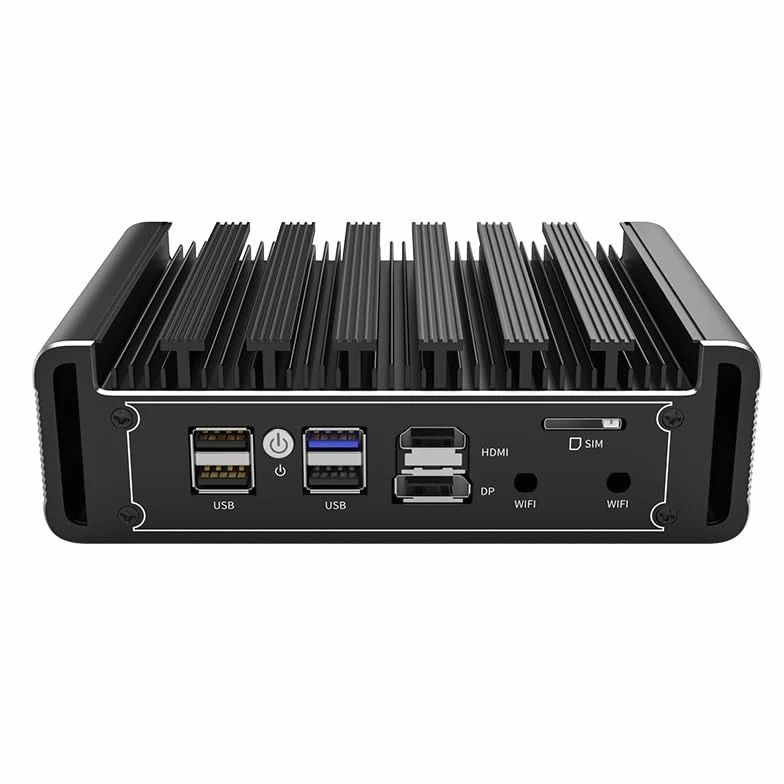 VENOEN Firewall Mini PC 2.5G 4 LAN, Fanless Router PC Celeron J6412, 16GB RAM 256GB SSD