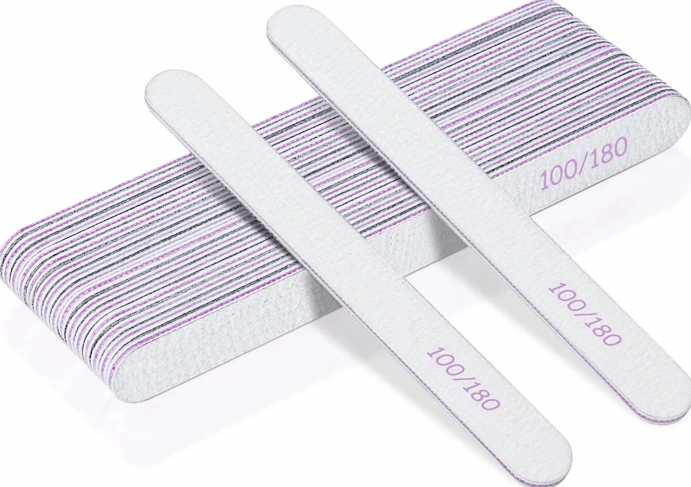 Limes à Ongles Professionnelles Double Face Grain 100/180, Planche D'émeri Lavable 15pcs