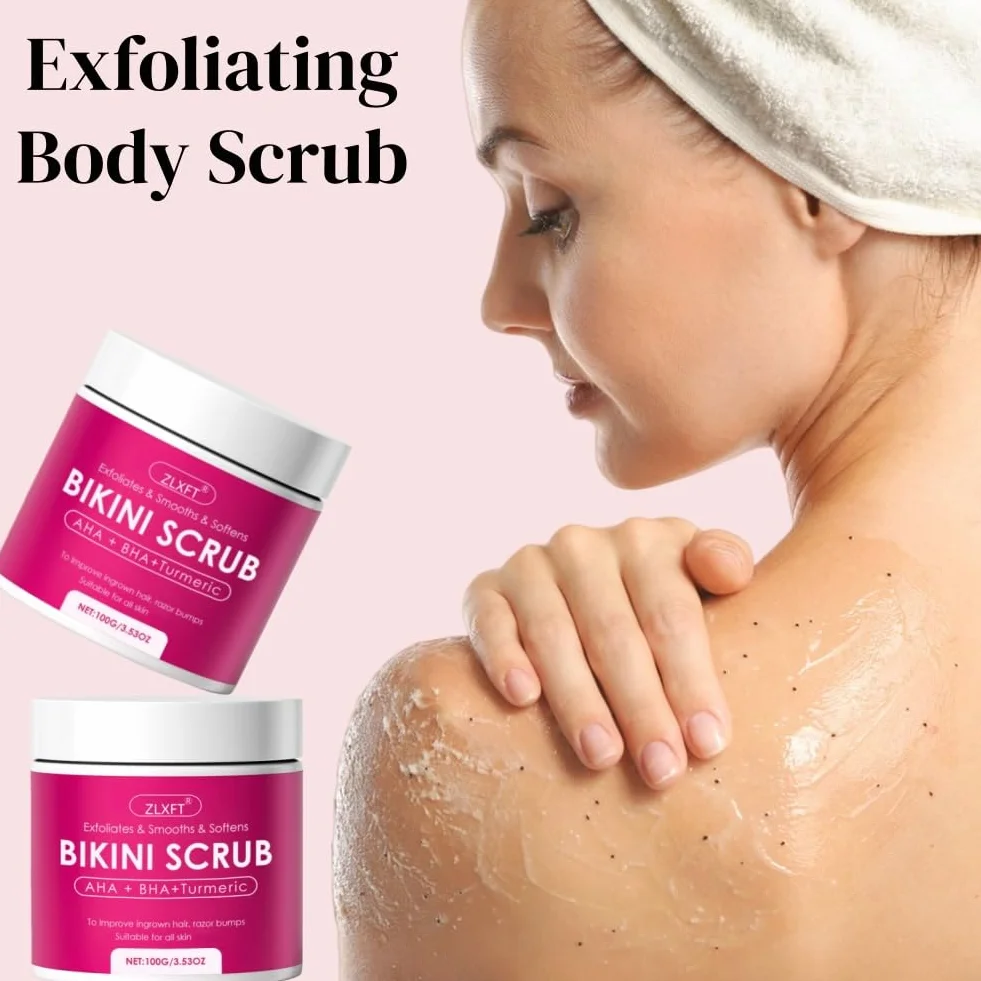 Gommage Corporel 2pcs Bikini 10% AHA+BHA Curcuma 100g Élimine Poils Incarnés