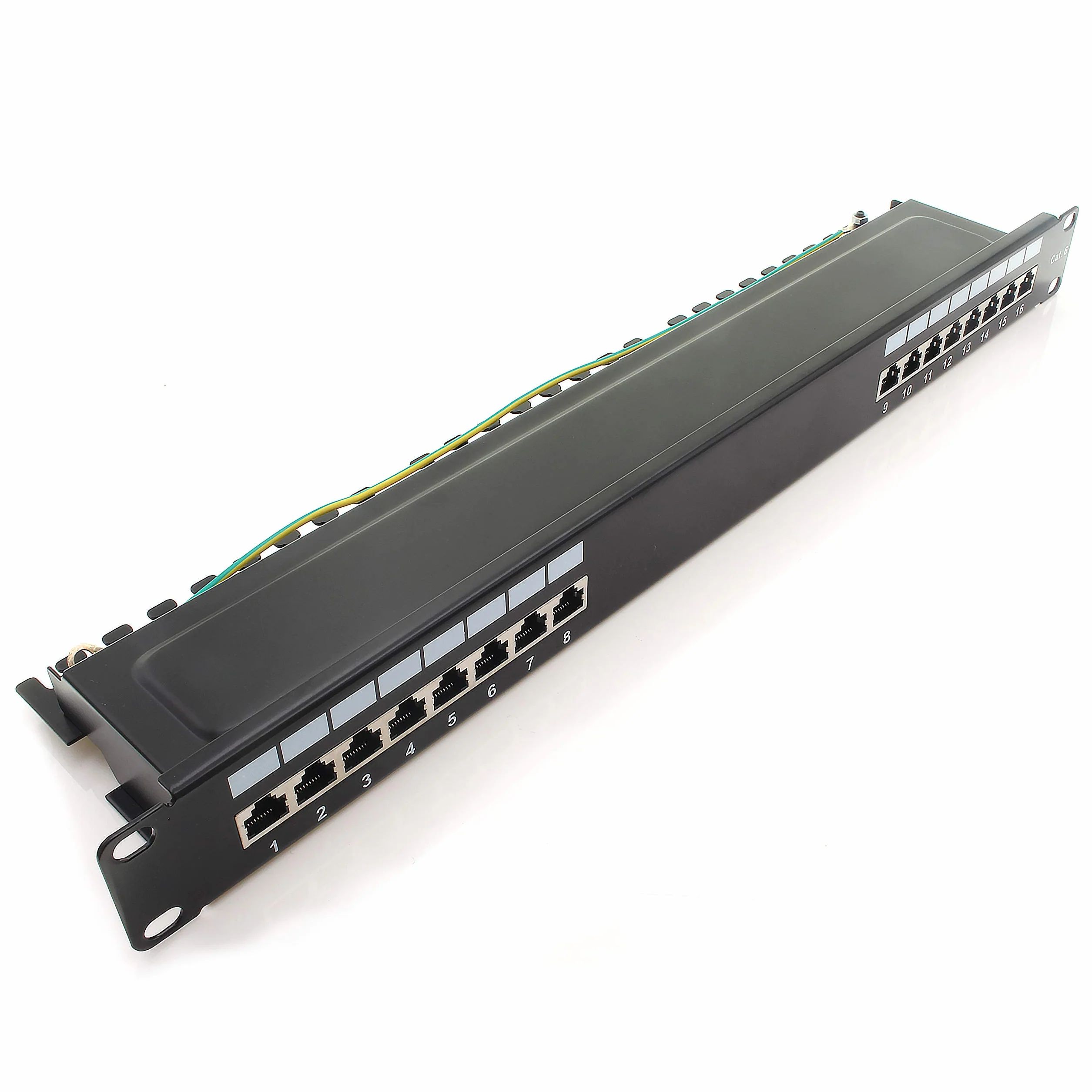1aTTack.de 367456 Panneau de brassage CAT6 16 ports panneau de distribution noir LSA+ technologie de connexion distribution réseau - RJ45 - TIA 568 A/B - noir