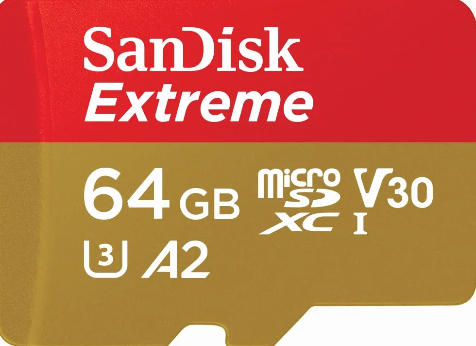 Carte SanDisk Extreme microSDXC 64 Go + Adaptateur SD A2 U3 V30 jusqu'à 170 Mo/s