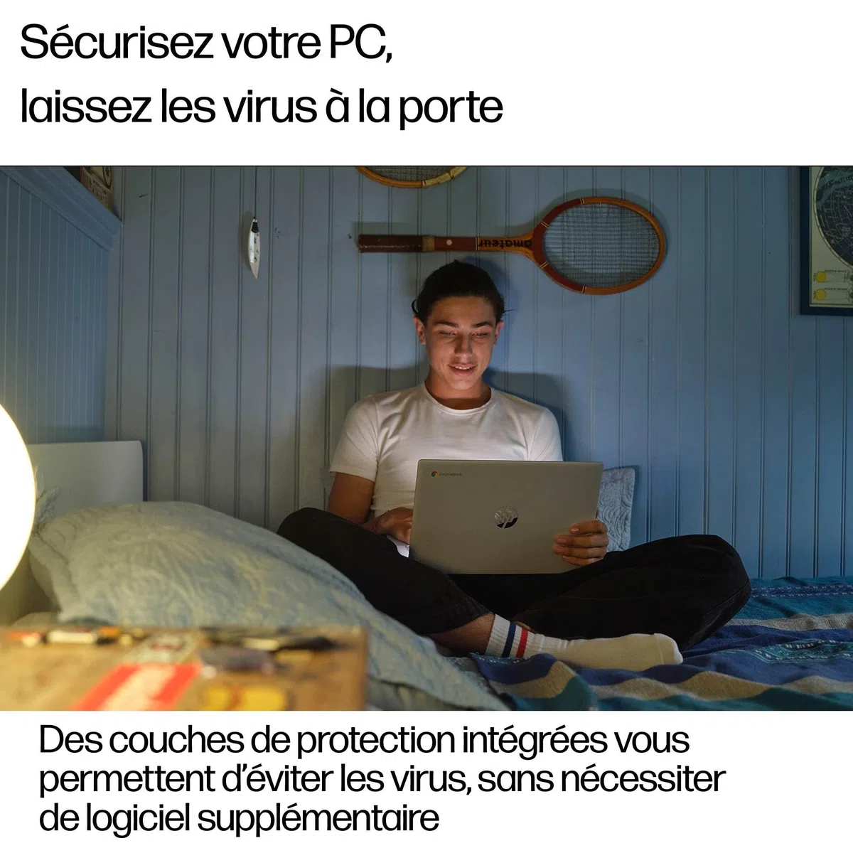 HP Chromebook 14a-nf0000sfx Ordinateur Portable 14" FHD IPS, PC Portable (Intel Processor N100, RAM 8 Go, SSD 128 Go, Intel UHD Graphics, Windows 11), Laptop Argent, Clavier AZERTY