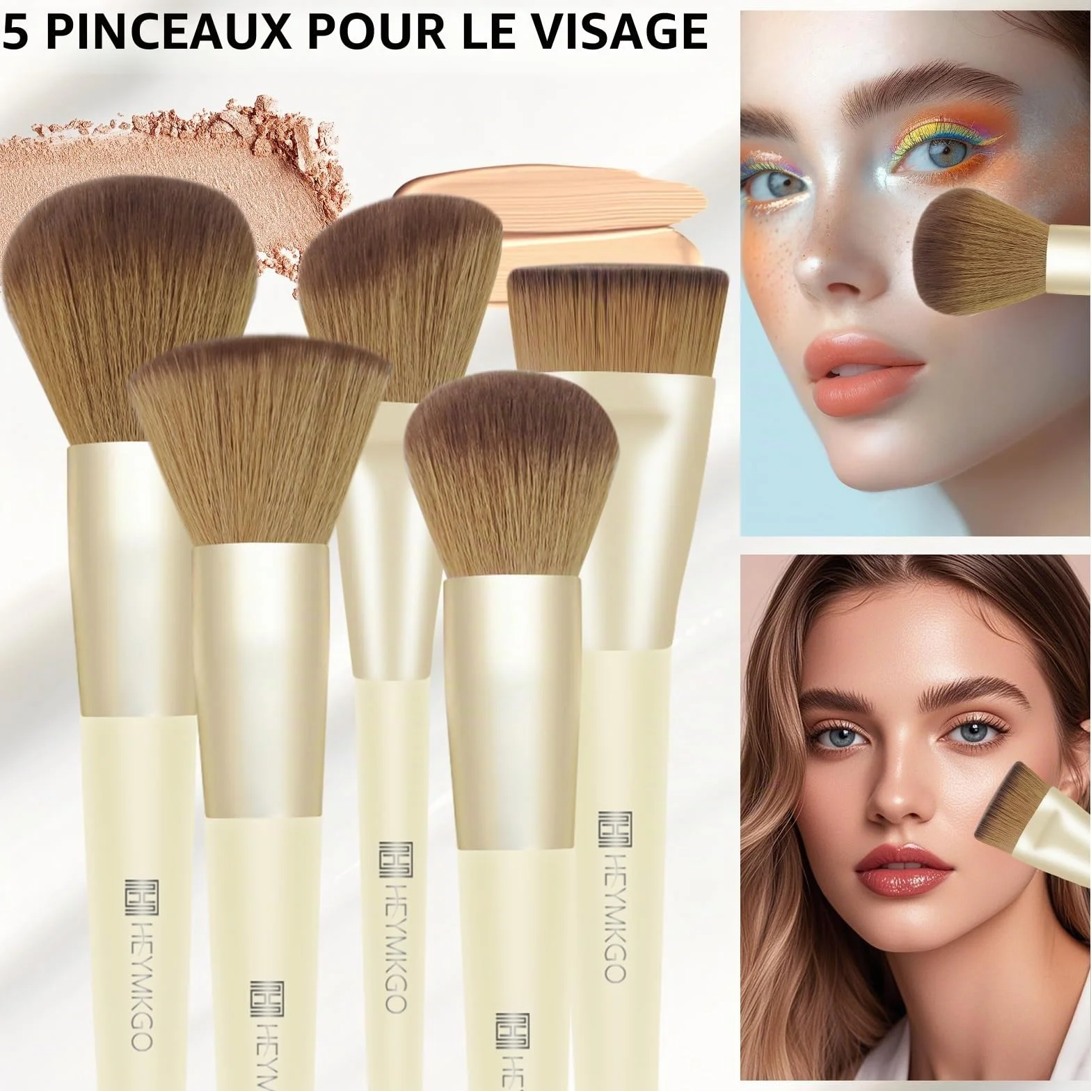 HEYMKGO Set de pinceaux de maquillage 16 pièces avec sac en velours