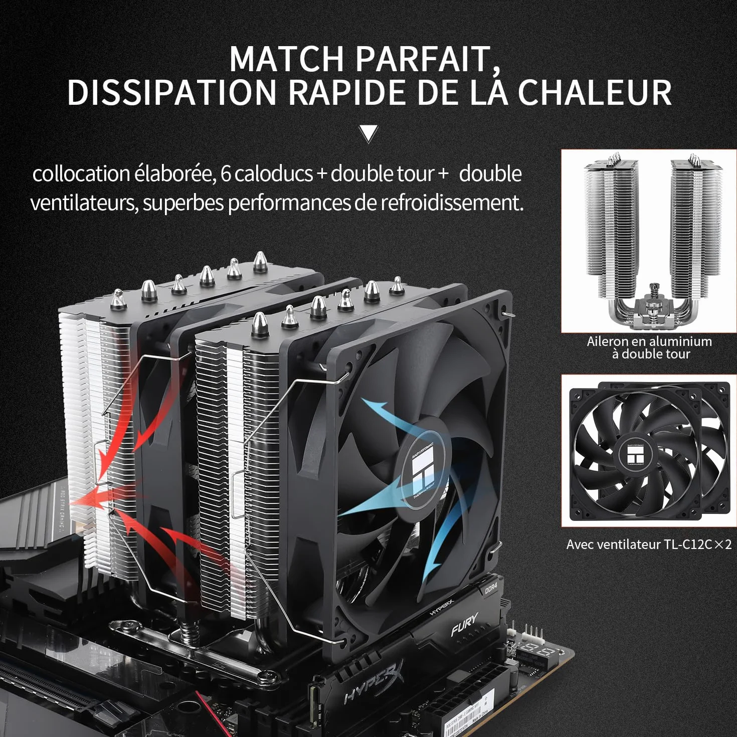 Thermalright Peerless Assassin 120 SE PA120 SE refroidisseur CPU double ventilateur TL-C12C PWM 6 caloducs AGHP AMD AM5 Intel 1700