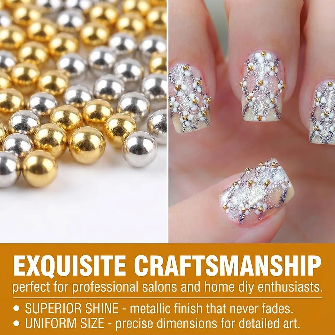 Or Perle Nail Charms Pearls Caviar Strass Ongle Nail Art Mini Beads pour Bijoux