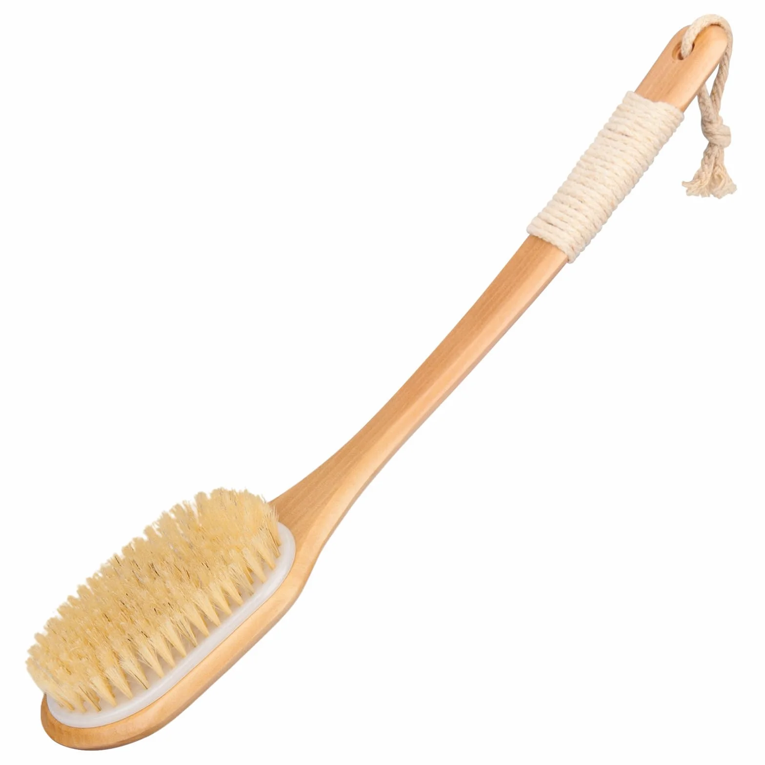 Brosse dos Douche 44,5CM Brosse Exfoliante Corps Bois Poils Naturels Longue Manche