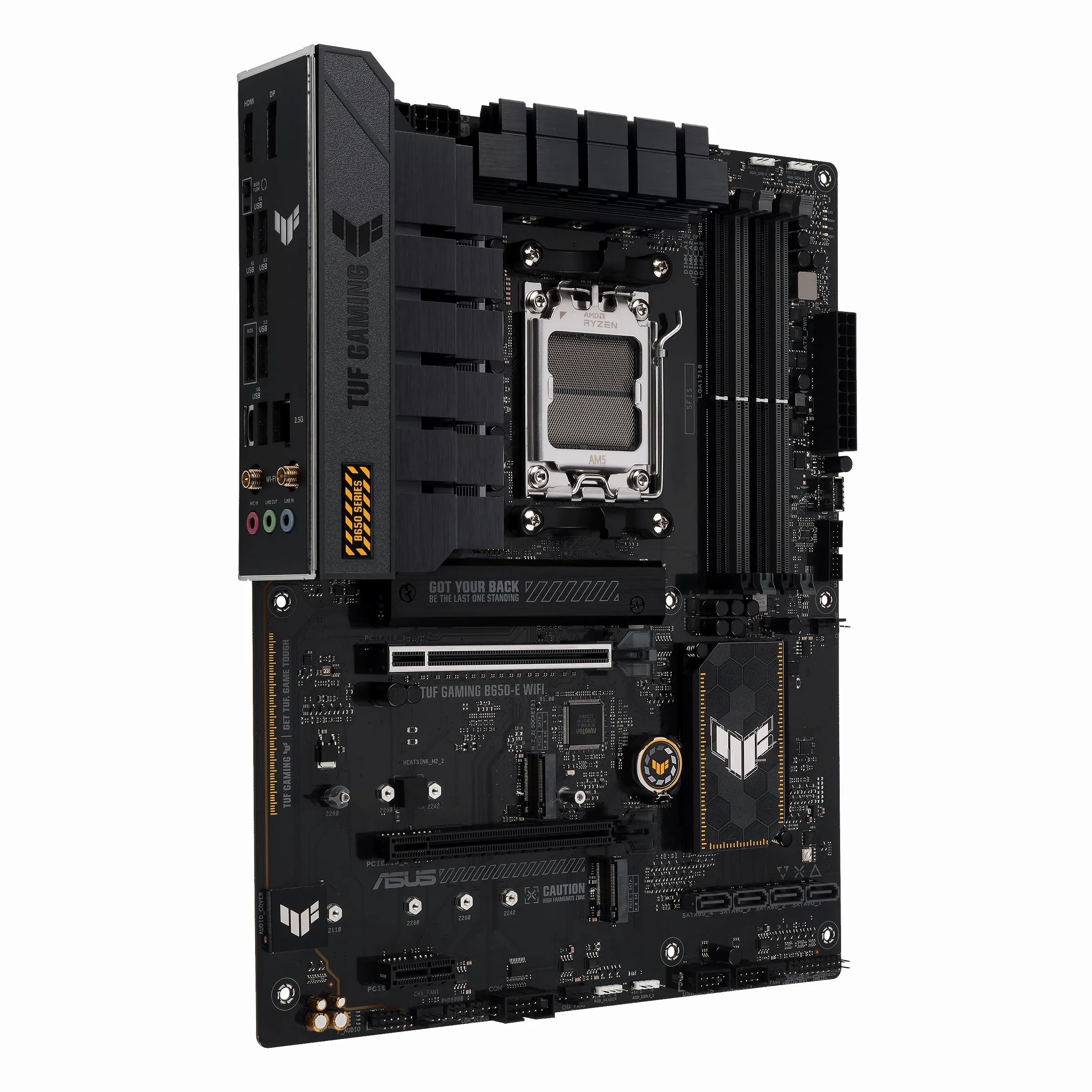 TUF Gaming B650-E Carte mère WiFi AMD B650 AM5 ATX, DDR5, 8+2 niveaux d'alimentation équipés, PCIe 5.0, un emplacement PCIe 5.0 M.2, Realtek Ethernet 2,5 Go, Wi-Fi 6E, HDMI, DisplayPort, Fan Xper4