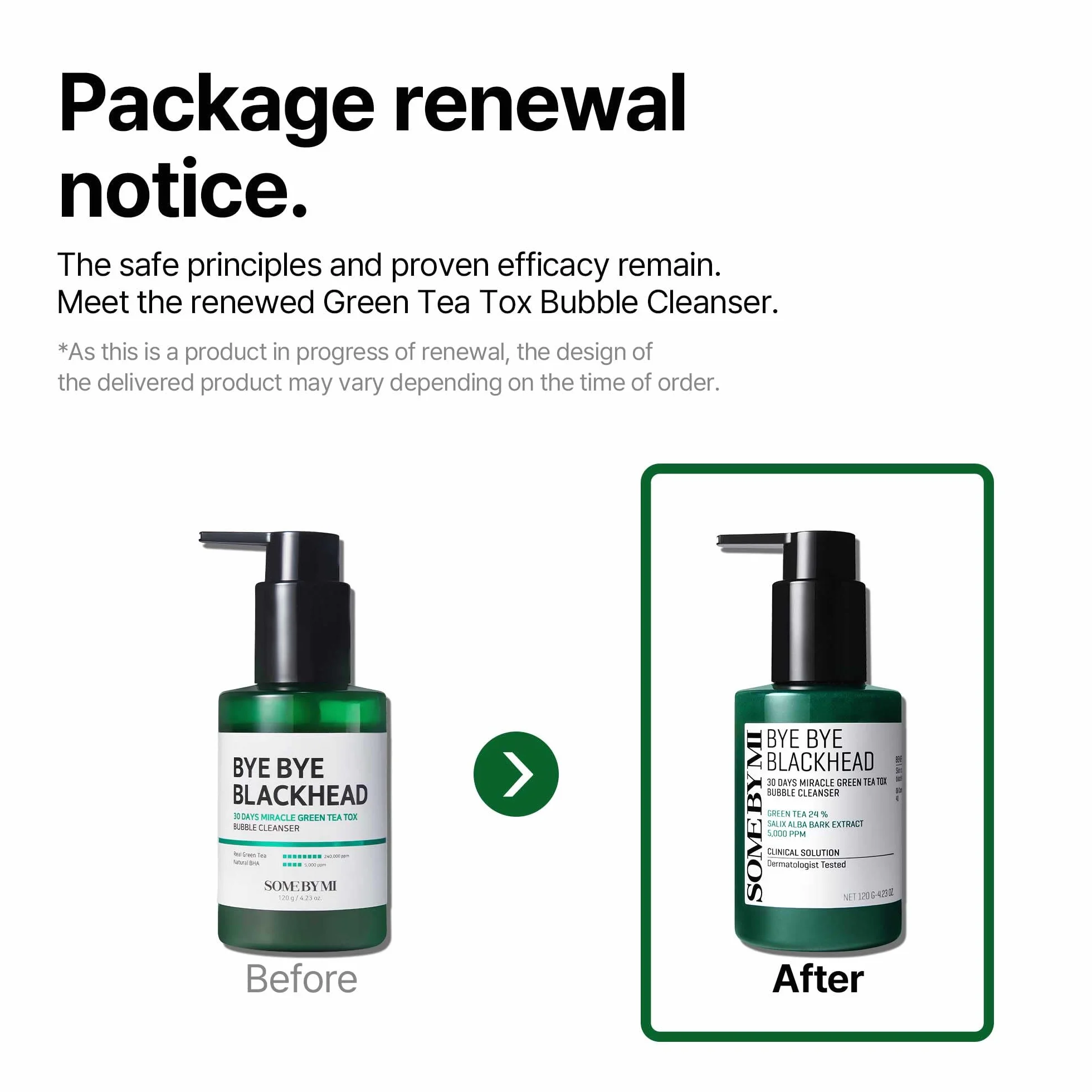 SOME BY MI Bye Bye Blackhead 30 Days Miracle Green Tea Bubble Cleanser 120g Nettoyant visage moussant au thé vert Réduit points noirs affine pores