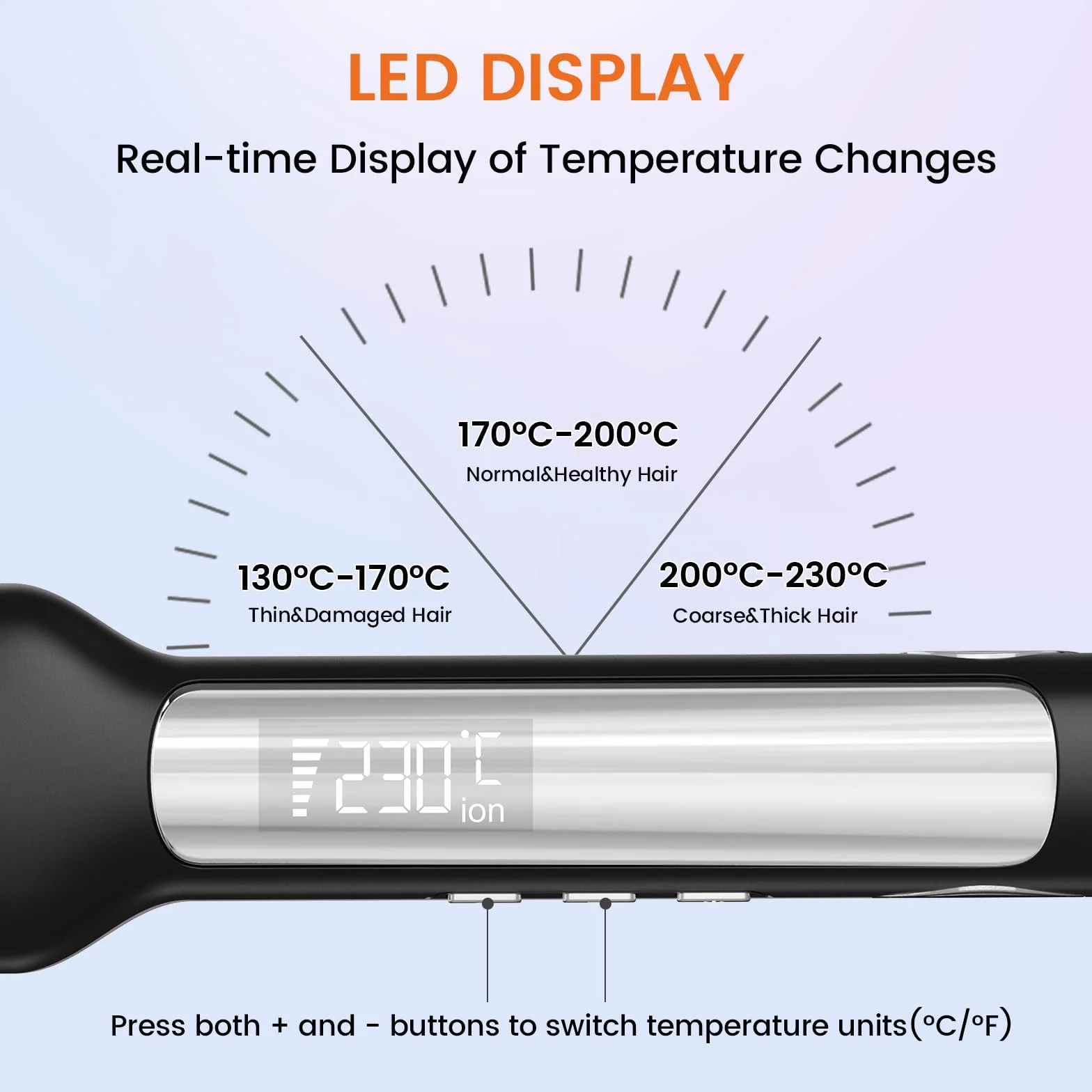 Faszin Lisseur Cheveux Plaque Large 42mm Professionnel Plaques Titane Ions Négatifs Chauffage Rapide 30s 11 Niveaux Température 130-230℃ Noir