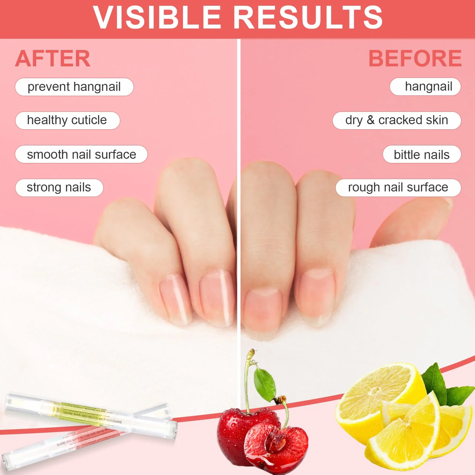 Stylo à huile à cuticules 3PCS avec lime à ongles pour réparer les ongles fissurés et secs