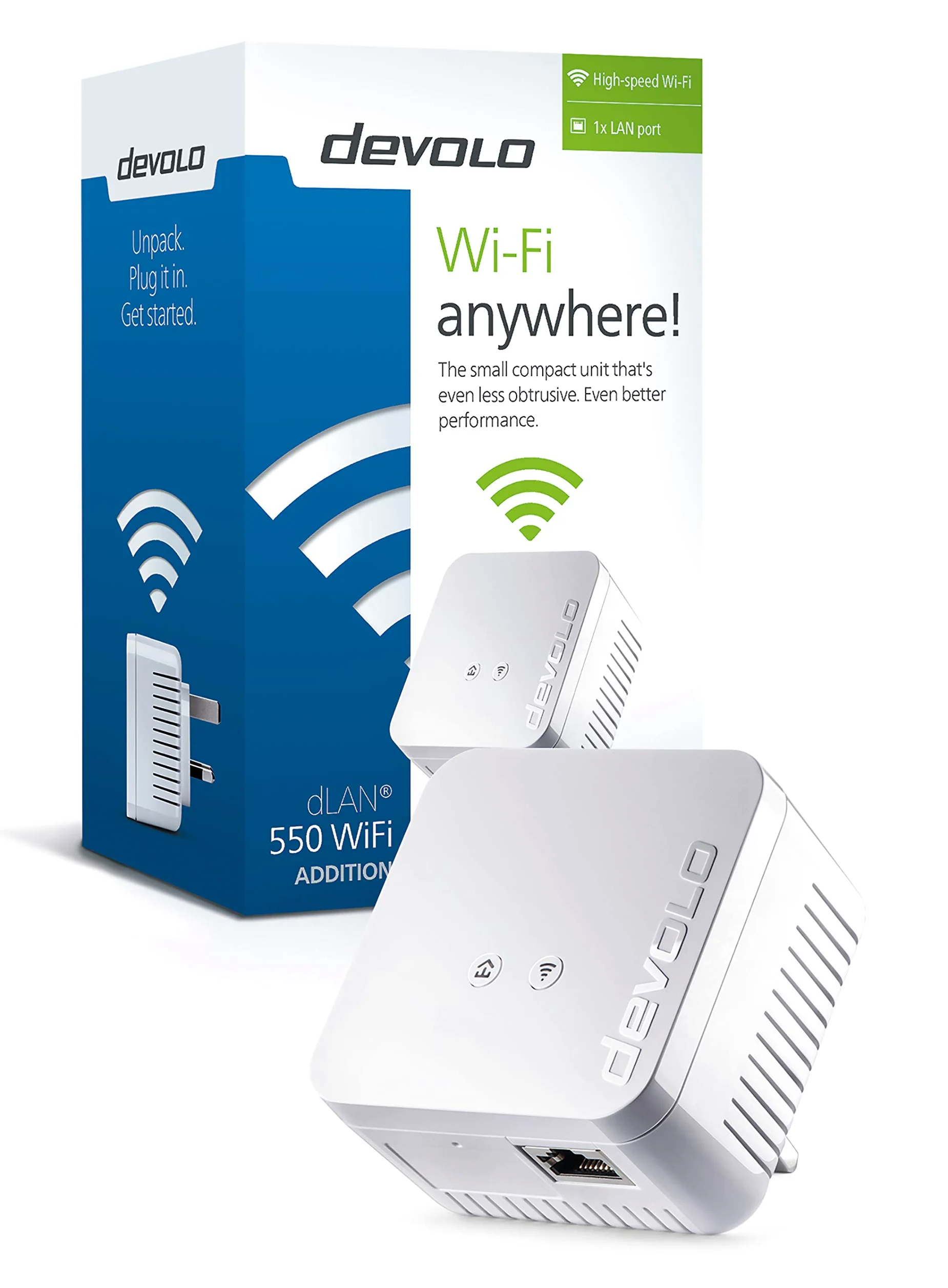 Devolo dLAN 550 WiFi 500Mbit/s Ethernet/LAN Wifi Blanc - Adaptateurs réseau CPL (500 Mbit/s, IEEE 1901,IEEE 802.11b,IEEE 802.11g,IEEE 802.11n,IEEE 802.1p,IEEE 802.3,IEEE 802.3az,IEEE..., Type G, Fast Ethernet, 10,100 Mbit/s, IEEE 802.11b,IEEE 802.11g,IEEE