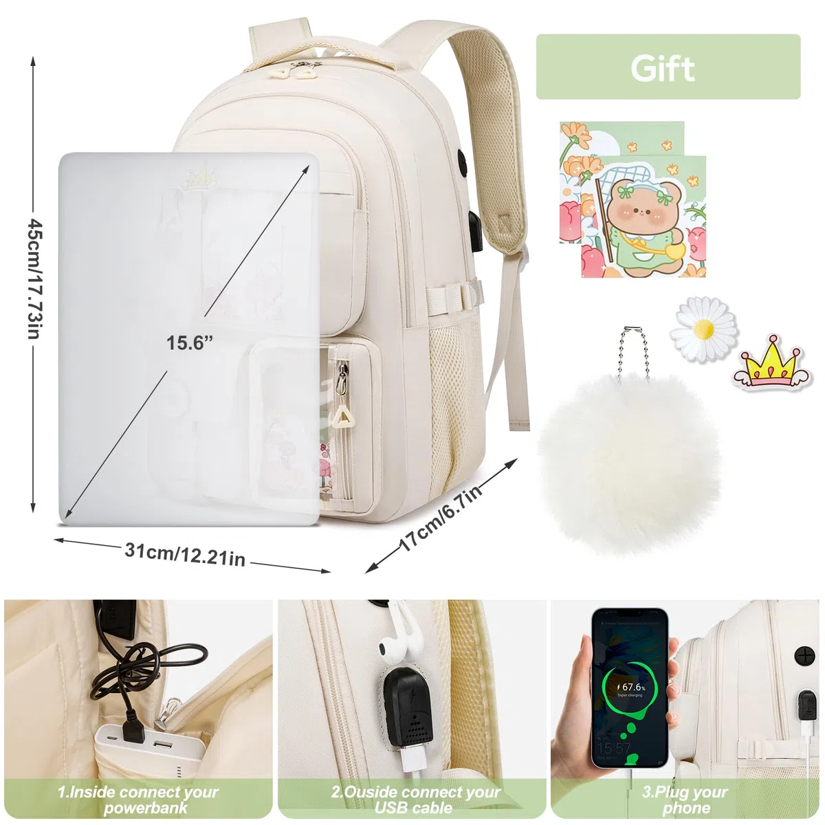 kadilong Lot de sacs à dos d'école pour adolescentes, jolis sacs à dos pour femmes, sac à dos esthétique, sac à dos pour ordinateur portable, sac à dos pour l'école intermédiaire