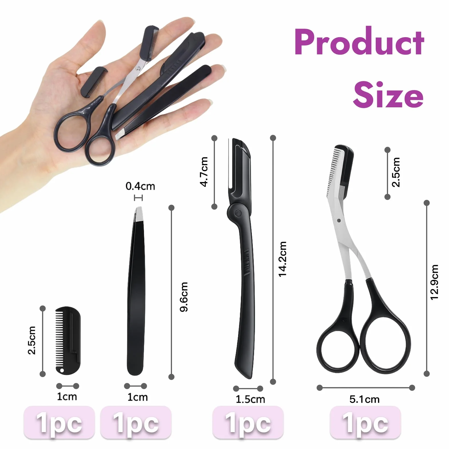 Ciseaux Sourcils Professionnels de Précision avec Peigne