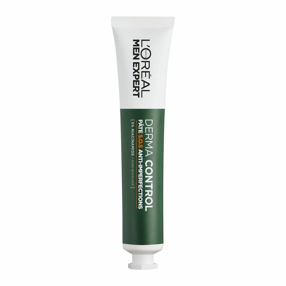 L'Oréal Men Expert Derma Control Pâte S.O.S Anti-Imperfections Soin Localisé Anti-Boutons Masque Purifiant Niacinamide Acide Glycolique 45 ml