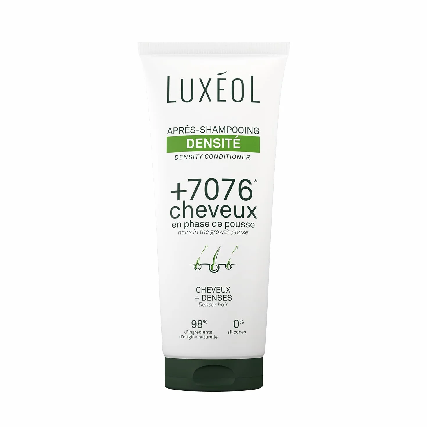 LUXEOL Après-Shampooing Densité 200 ml Cheveux En Phase De Pousse Augmente La Densité Capillaire 98% Ingrédients D'Origine Naturelle Sans Silicones Fabriqué en France