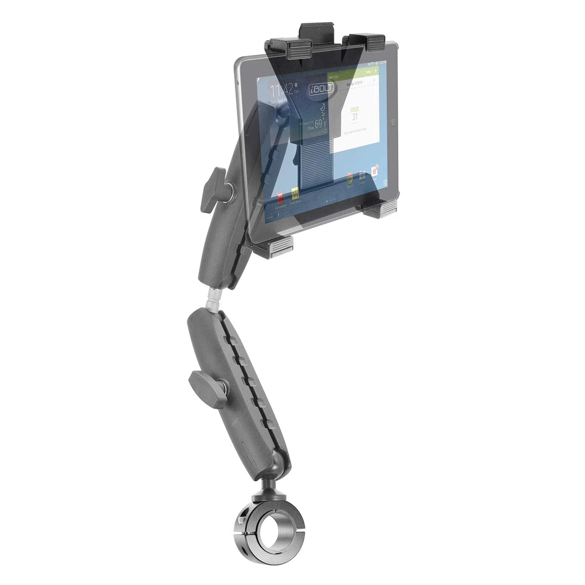 iBolt TabDock Support d'accessibilité Poteau/Poteau/Rail/Guidon pour Fauteuil roulant/Équipement d'exercice, etc. Convient pour tablettes 7-10" (iPad, Samsung Galaxy Tab)