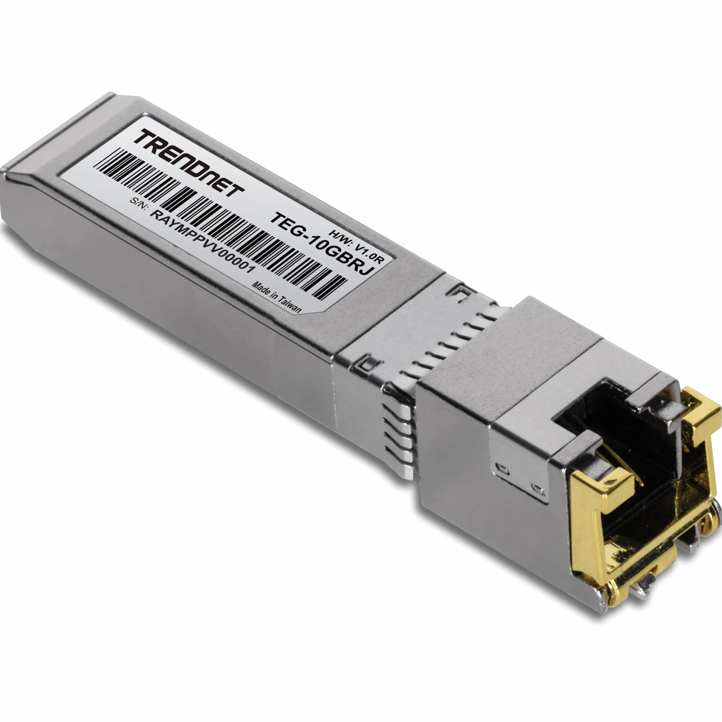 TRENDnet Module SFP+ en cuivre RJ-45 10 G, convertit Un Emplacement SFP+ Standard en Un Port RJ-45 Multi-Gigabit, connecte des appareils jusqu'à 30 m, branchable à Chaud, argenté, TEG-10GBRJ