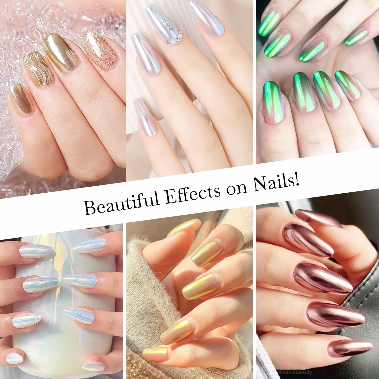 Chrome Nail Art Powder Set - 8 Boîtes Poudre Nacrée Miroir Holographic Nails Décorations