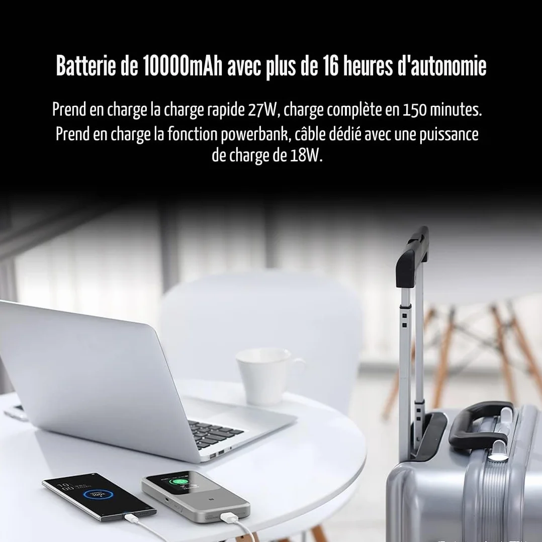 ZTE MU5120 Hotspot WiFi Portable 5G 10000 mAh Charge inversée 18 W NFC écran Tactile 2,4" 32 appareils SIM déverrouillée