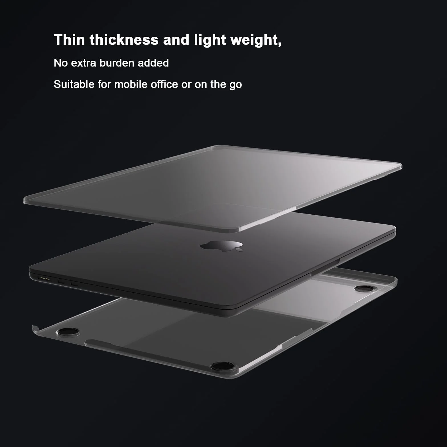 Coque matte crystal MacBook Pro 16 pouces M5 M4 M3 M2 M1 Pro/Max 2026 2024-2021 Noir sidéral transparent