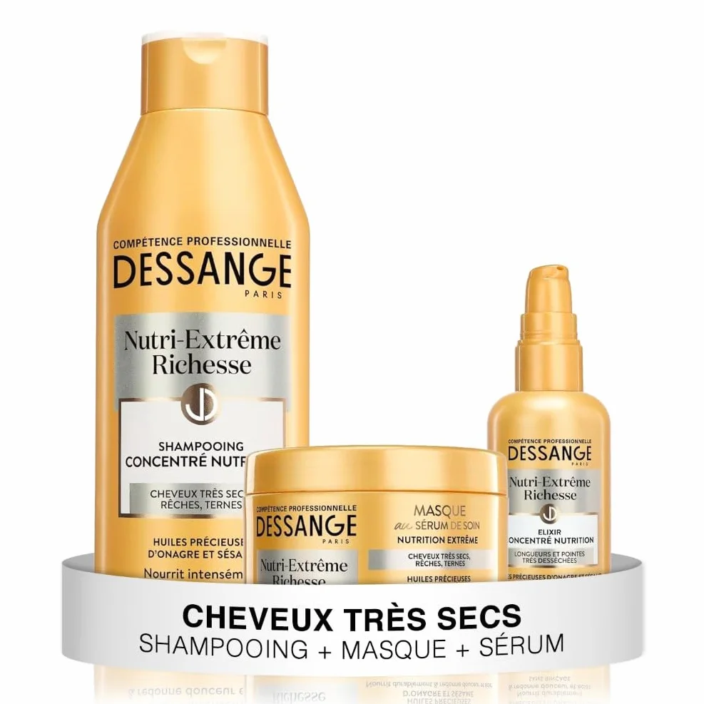 DESSANGE Coffret Nutri-Extrême Richesse Shampoing Nourrissant Masque Capillaire Elixir Concentré Nutrition Cheveux Très Secs