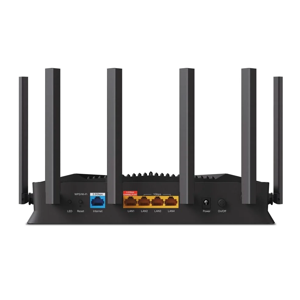 TP-Link Archer GE400 BE6500 Routeur de jeu Wi-Fi 7 double bande | Vitesse de 6,5 Gbit/s | 2 × 2,5 G WAN LAN + 3 × LAN 1G | USB 3.0 | 6 antennes | Panneau de jeu RVB | Compatible avec Alexa et Google
