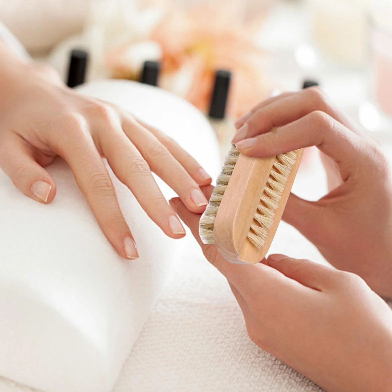Brosse à ongles en bois double face réutilisable pour nettoyer mains et pieds