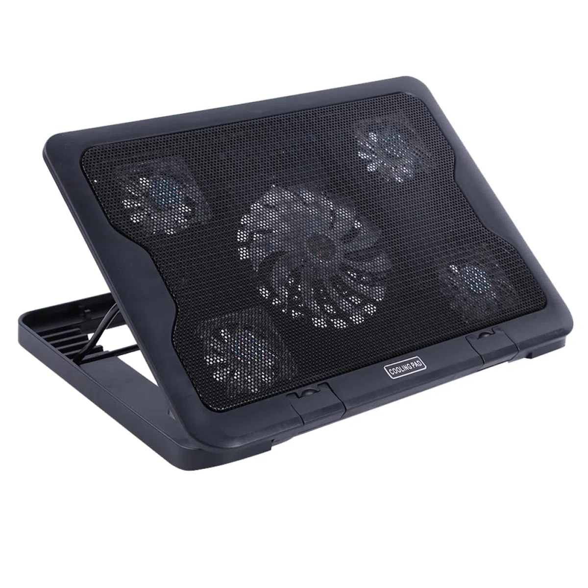 NUOBESTY Refroidisseur pour Ordinateur Portable et Optimiser la Dissipation Thermique Support en Métal Multi-Angle Ajustable 5 Ventilateurs USB Puissant pour Créer Une Ambiance Estivale