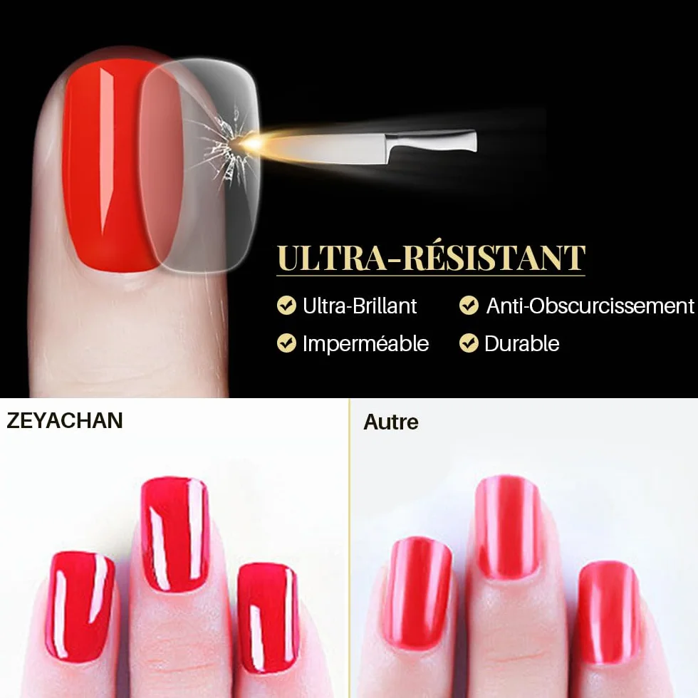 Top Coat Semi Permanent Brillant 15ML No Wipe UV Gel Nail Polish Longue Tenue Qualité Salon