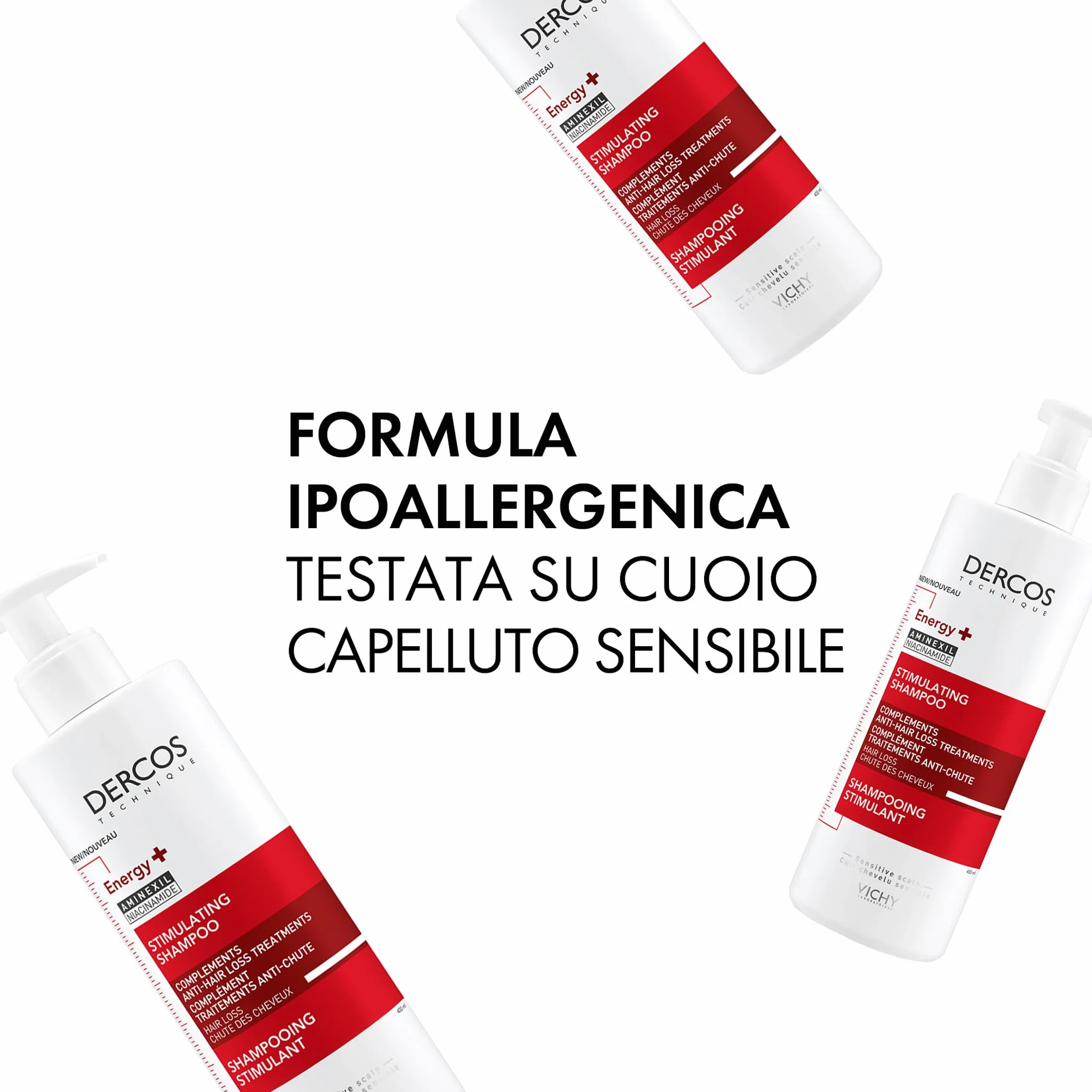 Vichy Dercos Energy+ Shampooing Stimulant Anti-Chute Aminexil Niacinamide Vitamine E 400 ml