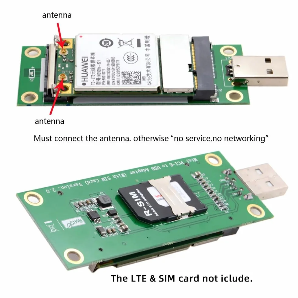 CY Adaptateur Mini PCI-E sans fil WWAN vers USB Carte avec emplacement pour carte SIM Module Outils de test pour 3G/4G/5G LTE