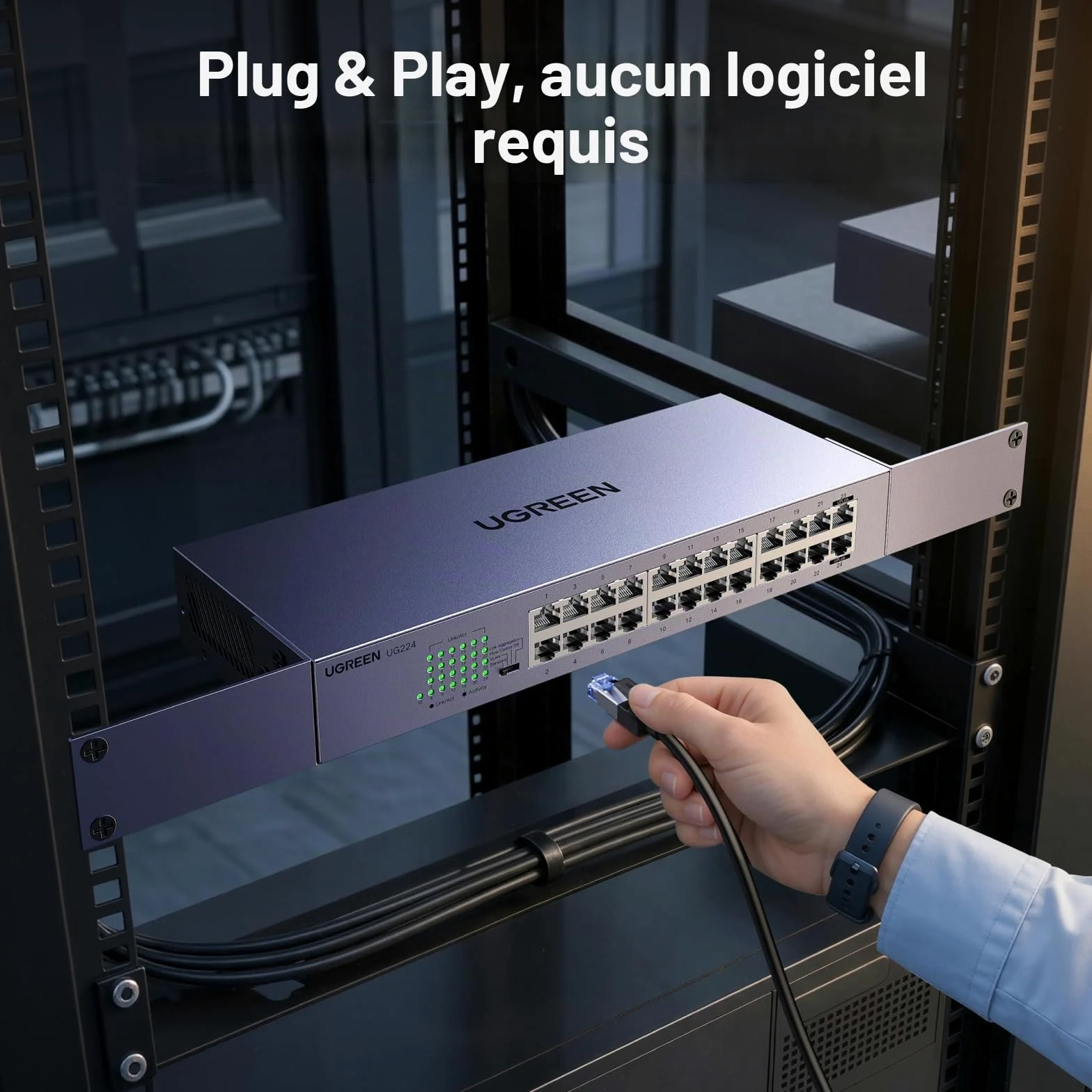UGREEN Switch Ethernet Gigabit 24 Ports Hub Réseau LAN 1000Mbps | Montage sur Bureau ou Mural Splitter pour Bureau et Maison Multiprise RJ45 Compatible avec PC TV Imprimante Caméra Routeur