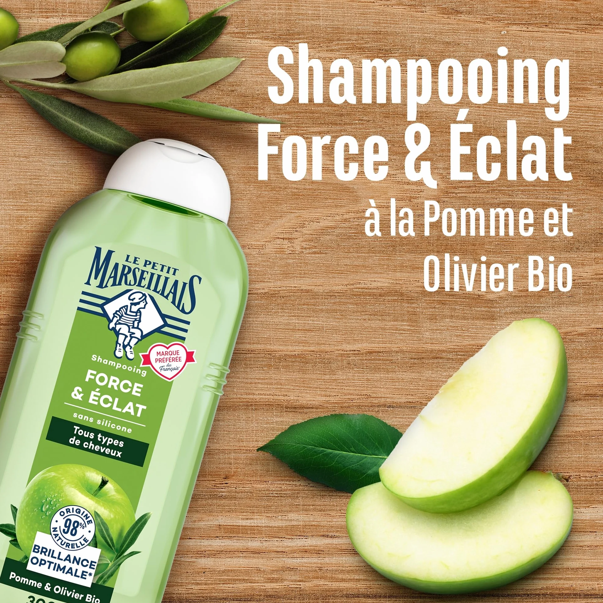 Le Petit Marseillais Shampooing Force & Éclat Pomme & Olivier Bio 300 ml