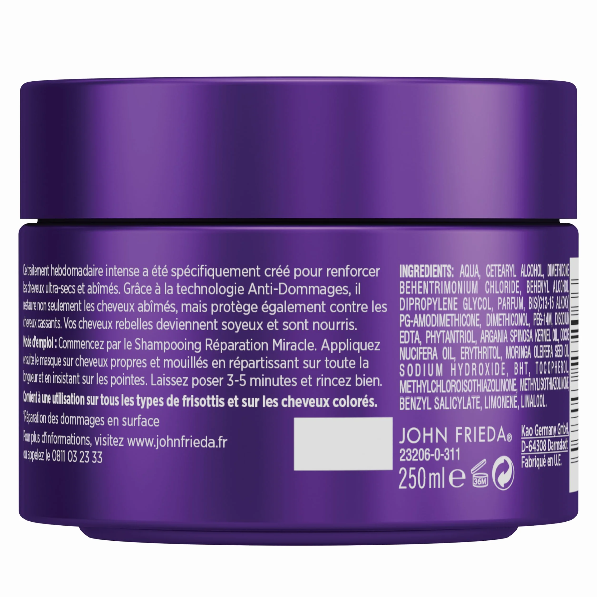 JOHN FRIEDA Frizz Ease Masque Intensif Réparation Miracle 250ml