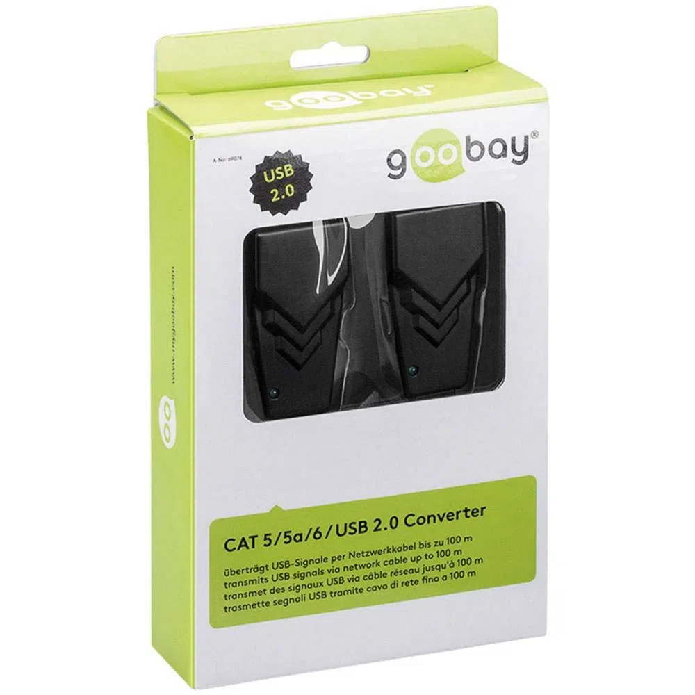 Goobay Convertisseur CAT 5/5a/6/USB 2.0 - transmet des signaux USB via câble réseau jusqu'à 100 m