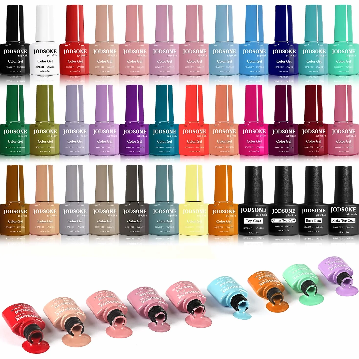 JODSONE Coffret 32 Vernis Gel Base Top Coat Non Essuyer Mat Brillant