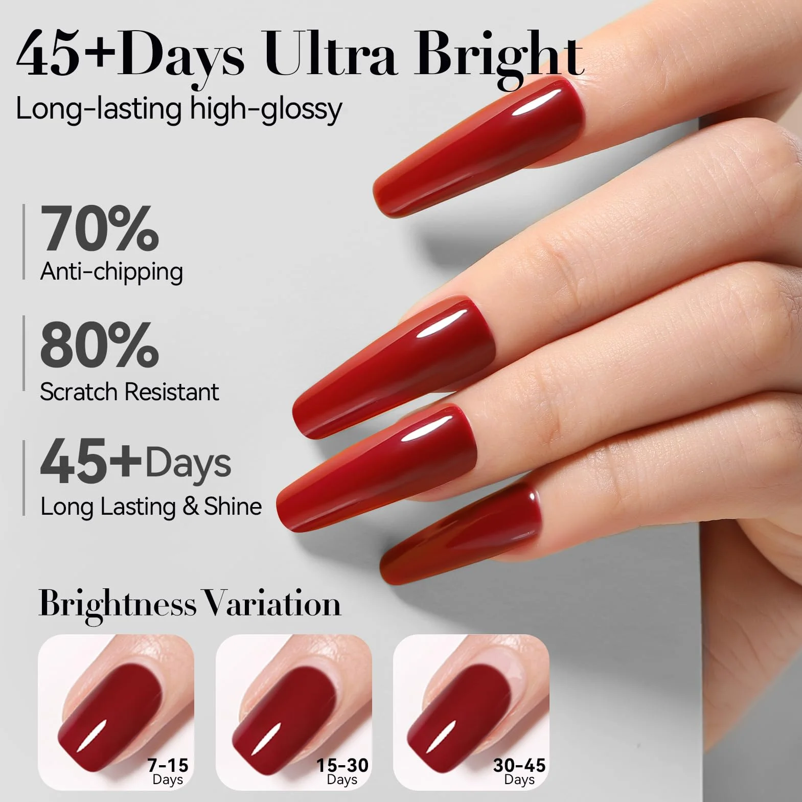 BORN PRETTY Top Coat Vernis Semi Permanent Base et Top Coat Ongles Gel Longue Tenue 2 x 10ml Lampe UV LED Nécessaire