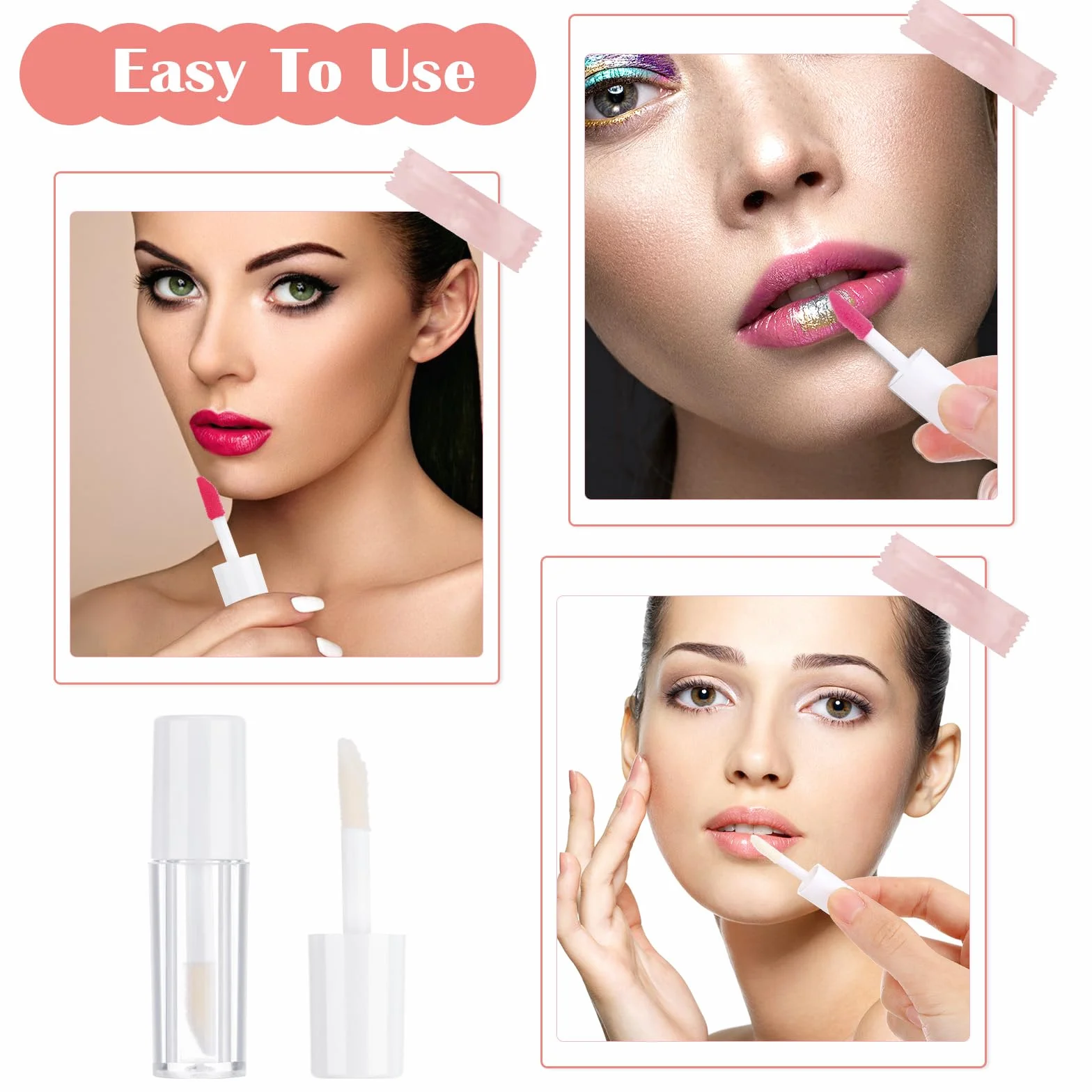 10 tubes gloss à lèvres vides transparents rechargeables 1,2 ml pour baume échantillons voyage