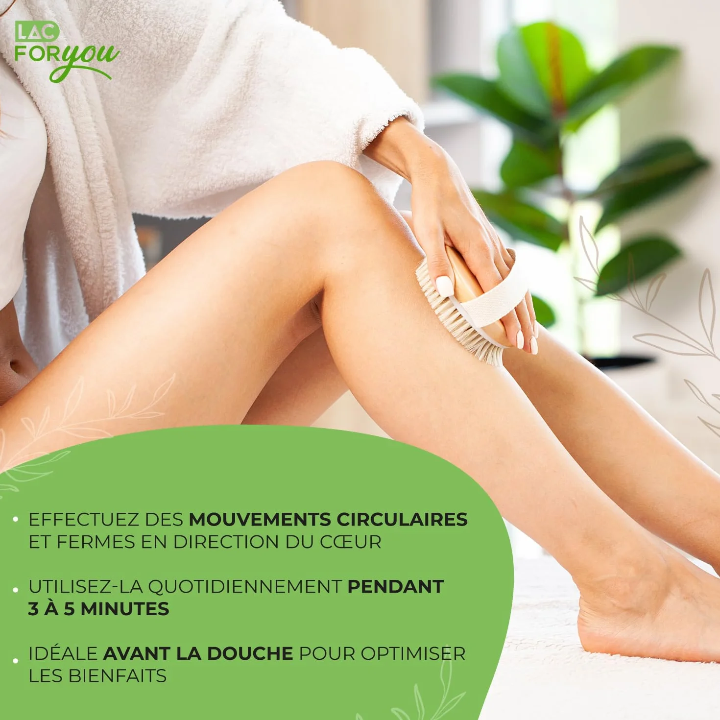 Brossage a Sec Drainage Lymphatique en Bois et Poils Naturels - Exfoliante Corps et Massage Anti-Cellulite