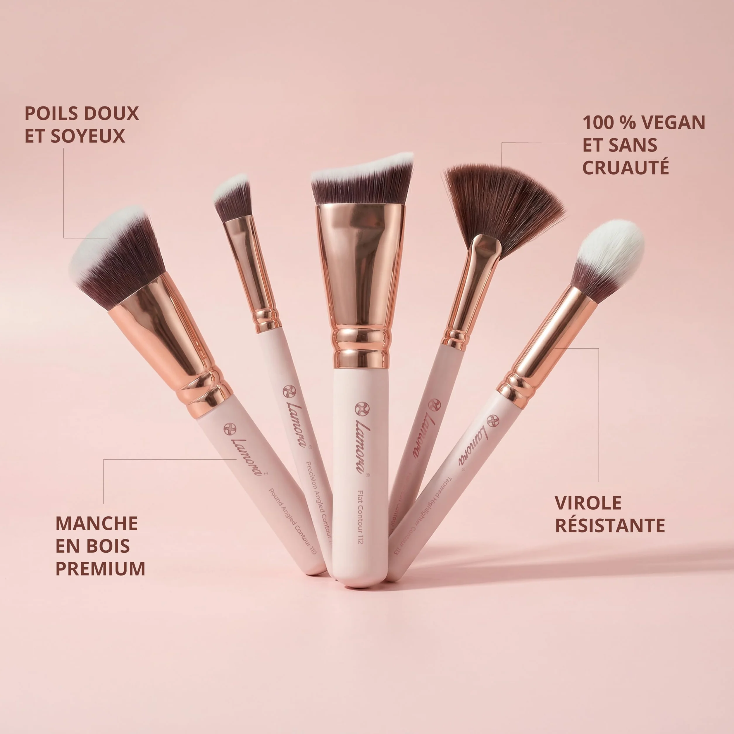 Set Pinceaux Maquillage Teint Contouring Poudre Rouge Kit Sculptant Visage Mélange Liquide Crème Poudre Cosmétique Polissage Pointillé