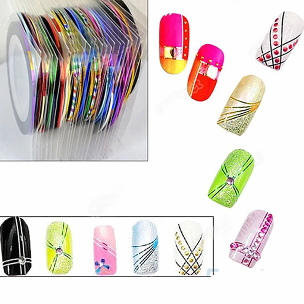 Nail Art fine Line Striping Tape Autocollant DIY Décorations à ongles 10 Couleurs mélangées