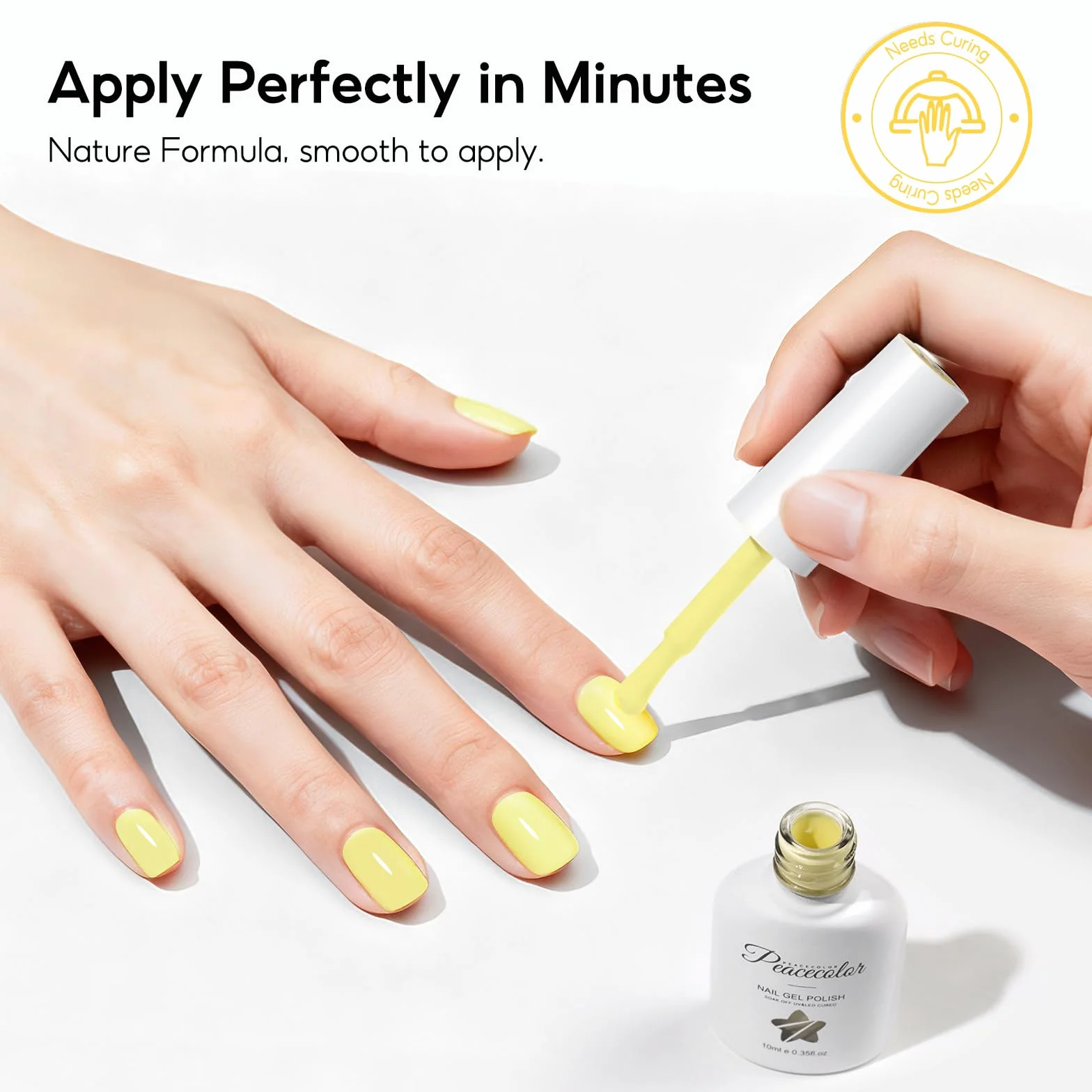 PEACECOLOR Vernis Gel UV Semi Permanent Jaune 10ML Soak Off Gel Nail Polish