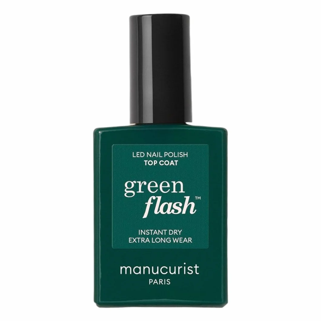 Manucurist Top Coat Green Flash™ Vernis Semi Permanent 12-free Vegan 84% Bio-Sourcés 15 ml