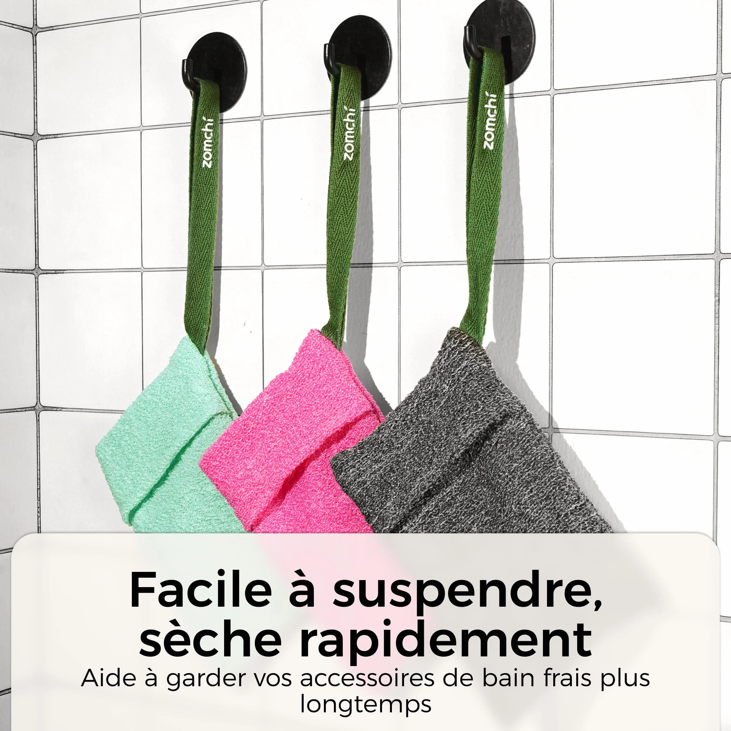 ZOMCHI Lot de 3 Sacs à Savon Exfoliants, éponge Exfoliante pour Corps, Porte-Savons pour Savons Solides