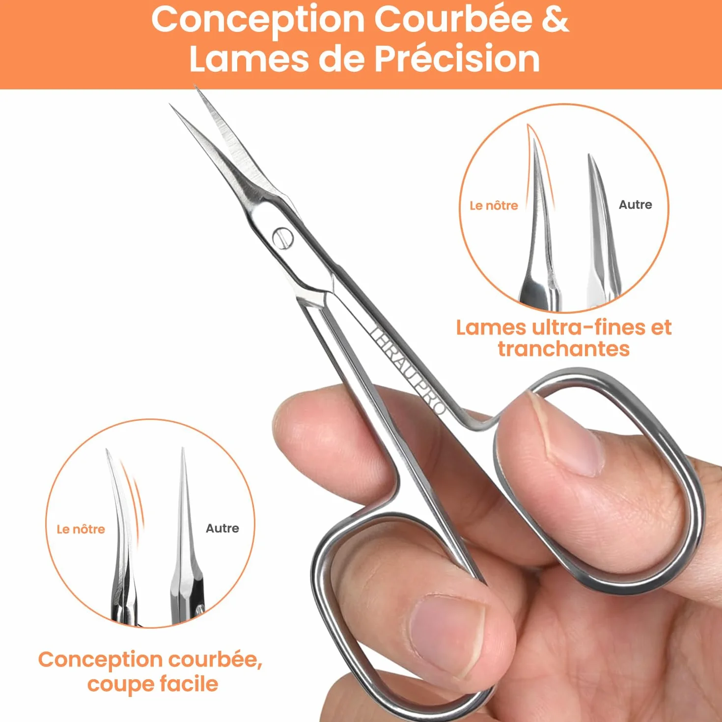 Ciseaux à Cuticules Extra Fins Acier Inoxydable Professionnel Pointe Précise Manucure Pédicure