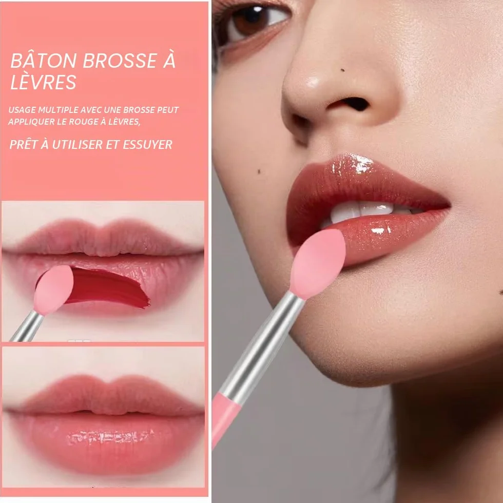 Pinceau à Lèvres en Silicone Double Face, 4 Pcs Mini Portable, Applicateur Baume à Lèvres